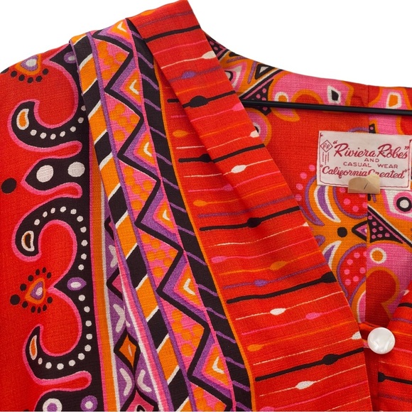 RARE Vintage 60s Robe Beach Coverup Kimono Riviera Robes California Created M/L - Picture 13 of 15